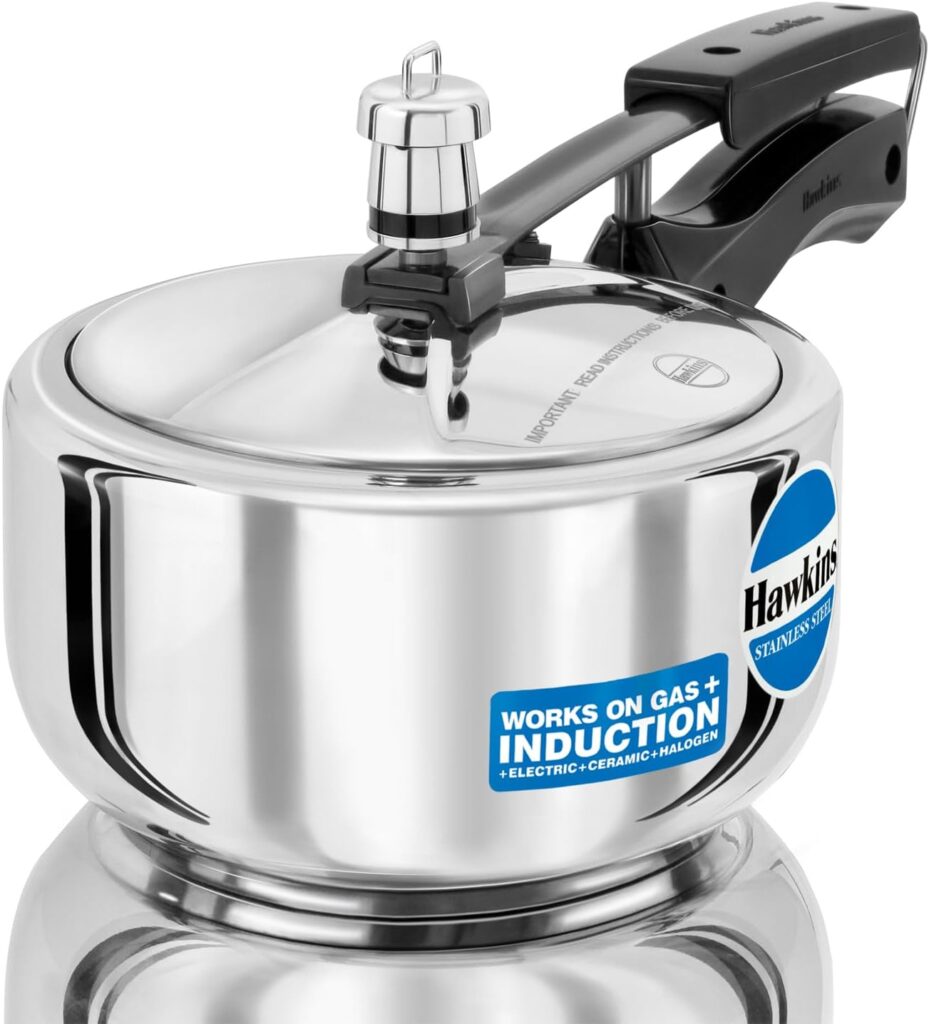 Hawkins 2 Litre Pressure Cooker, Stainless Steel Inner Lid Cooker, Induction Cooker, Small Cooker, Silver (HSS20)