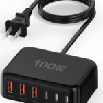 USB C Charger Block, 100W GaN 6 Port PD USB C QC USB A Wall Charger Adapter Plug Cube, Super Fast Type C Charging Station Hub for iPhone 17 16 15 14 Pro Max iPad Samsung Pixel