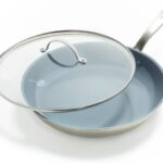 GreenPan Treviso Stainless Steel Healthy Ceramic Nonstick, 12″ Frying Pan Skillet with Lid, PFAS-Free,Clad, Induction, Dishwasher Safe, Silver