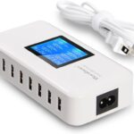 60W/12A 8-Port Desktop Charging Station Multiple USB, Multi Port Travel Fast Wall Charger Hub with LCD for Smart Phones, Tablet and More (White)