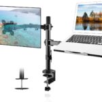 Suptek Monitor and Laptop Mount Holds 13-32 inch Computer Screen,Adjustable Monitor Arm Stand with Laptop Tray for 13-27 inch,Hold 22 lbs, with Clamp and Grommet Mounting Base