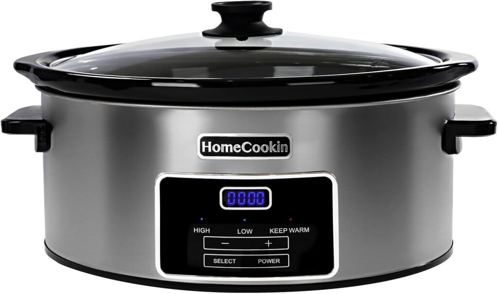 8-Quart Digital Programmable Slow Cooker with Timer – Small Kitchen Appliance for Family Dinners – Serves 10+ People – Heat Settings: Keep Warm, Low and High