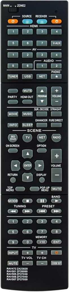 RAV501 ZF26990 Replace Remote Control fit for Yamaha AV Receiver RX-A730 RX-V675 TSR-6750 HTR-6066 RAV472 RAV505 RAV506 RAV507 ZA23820 ZF27030 ZF27040 ZF27050