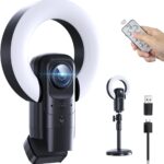 4K Webcam with Light, Streaming Camera with Microphone, Plug and Play, USB HD Computer Web Cam, 1080P Auto-Focus, 73°FOV PC Camera for Zoom Skype Teams, Desktop, Black