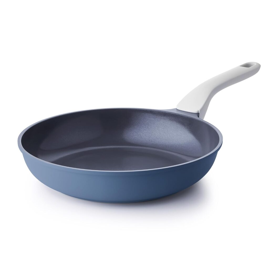 PRICUSIS Nonstick Ceramic Frying Pan, 8/10/12 Inch Non Toxic Skillet, Egg & Omelet & Chef’s Pan, Induction Compatible & Oven Safe, Dishwasher Safe,PTFE PFAS & PFOA Free (8 Inch, Blue Gray)