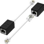 Phone Jack to Ethernet Cable Adapter, RJ45 8P8C Female to RJ11 6P4C Male for Landline Telephone Service (2 Pack)