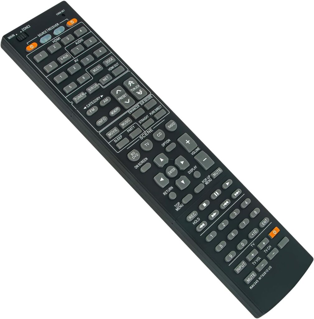 RAV345 WT92810US Replaced Remote Control -ALLIMITY- Compatible with Yamaha AV Receiver RAV345-WT92810US Remote Control RX-V867 RX-V795 RX-V1600 RXV867 RX-V867BL HTR-6130 RX-V571 RX-V771