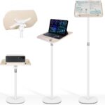 Floor Standing Book Stand, Foldable Book Holder for Reading with Page Clips, 19″–51″ Height Adjustable, Sturdy Podium Stand for Reading, Bible, Laptop, Cookbooks, or Projector