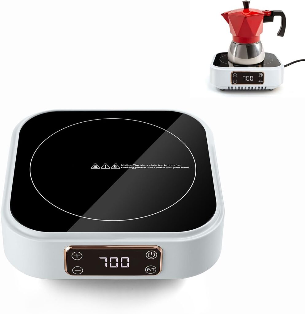 Small Hot Plate Mini Induction Cooktop, 700w Portable Stove Kitchen Cooktop Electric Heater Mini Induction for Moka Pots
