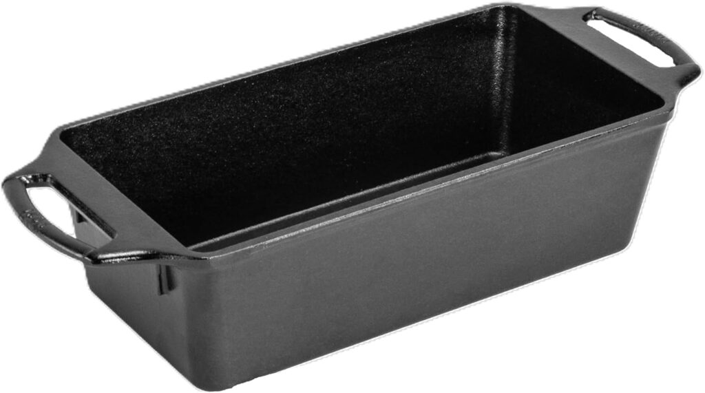Lodge 10 Inch Pre-Seasoned Cast Iron Loaf Pan – Dual Handles – Unparalleled Heat Retention for Consistent, Even Baking – Black