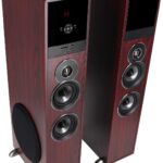 Rockville TM80C Powered Home Theater Tower Speaker System, Cherry Wood, 800W, 8″ Subwoofers, Bluetooth, USB/SD Playback, FM Radio, Remote Control, Karaoke Ready, Perfect for Home Entertainment