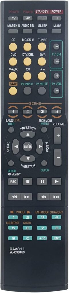 RAV311 WJ40930US Replacement Remote Control fit for Yamaha AV Receiver RAV280 RAV283 RAV285 RAV309 RAV311 RAV315 RAV320 WG646100 RAV322 RX-V361 RX-V361BL HTR-6030 YHT-380 HTR-6025 YHT-685SL