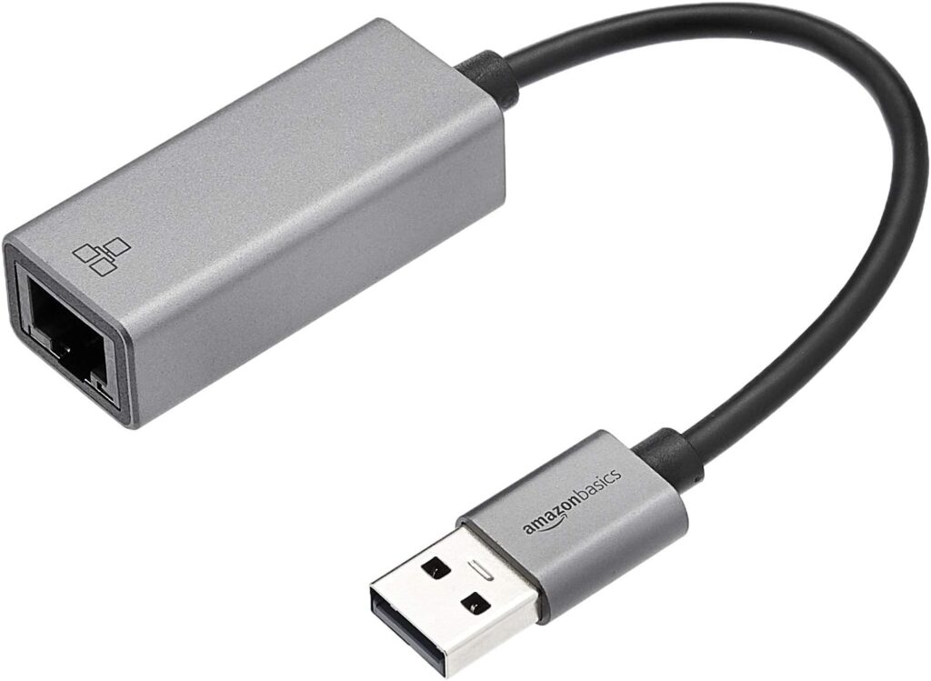 Amazon Basics Aluminum USB 3.0 Gigabit Ethernet Adapter, Gray, 1.97 x 0.83 x 0.59 inches