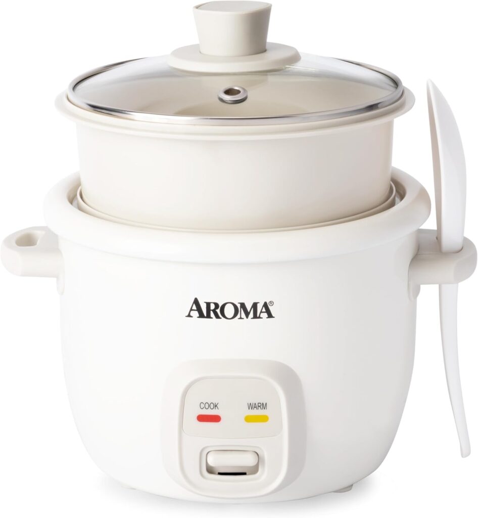 AROMA® CoreCoat Rice Cooker with Pop-Up Food Steaming Basket (4 Cups Cooked, 2 Cups Uncooked)