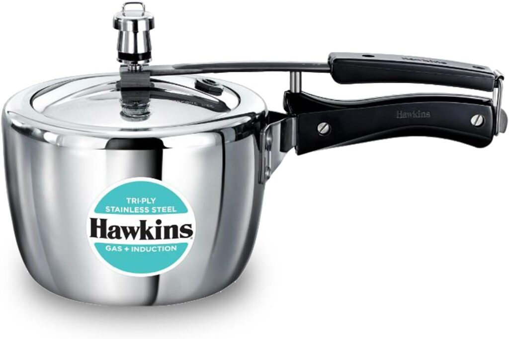 Hawkins 2.5 Litre Triply Stainless Steel Pressure Cooker, Inner Lid Cooker, Silver (HSST25)