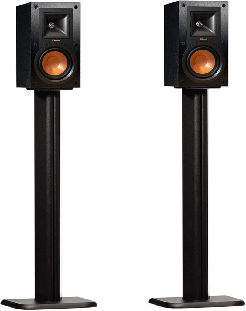 ECHOGEAR Universal Floor Speaker Stands – Vibration-Absorbing MDF Design Works with Klipsch, Polk, JBL & Other Bookshelf Speakers Or Studio Monitors – Includes Sound Iso Pads & Carpet Spikes