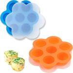 GOKCEN’s Silicone Egg Bite Molds [2 Pack] Instant Pot Accessories – Fit Instant Pot 5,6,8 qt Pressure Cooker – Food Freezer Tray with Lid – Reusable Storage Container (Orange & Blue – Egg Bite Mold)