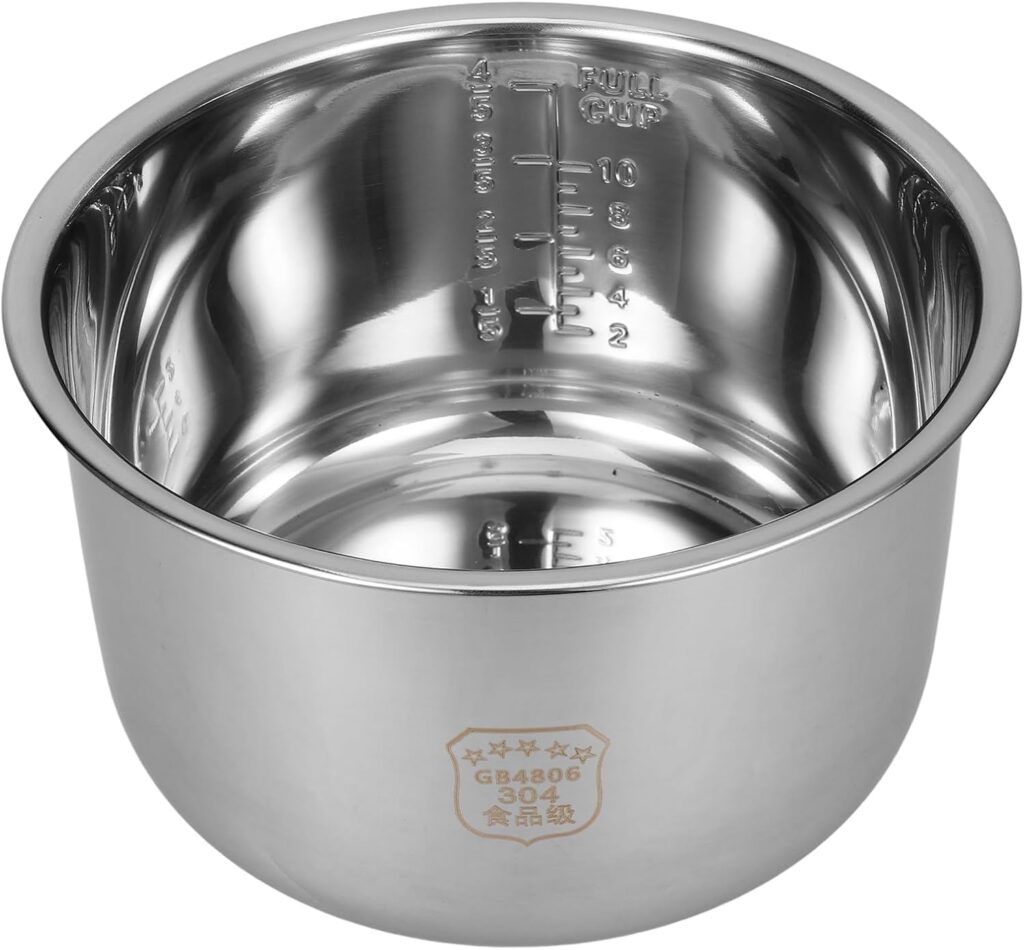 UPKOCH Rice Cooker Stainless Steel Inner Pot, 5.28Qt / 5L Pressure Cooker Liner Replacement, Non-Stick Baking Pot | Mixing Meal Prep Bowl for Electric Rice Cooker, Accessories for Cake Preparation