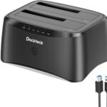 Hard Drive Docking Station, dockteck USB 3.0 to SATA Dual Bay External Hard Drive Enclosure for 3.5 or 2.5 inch SATA HDD SSD with Offline Clone