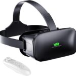 3D VR Headset, Virtual Reality 3D VR Glasses, Anti-Blue Light Adjustable 3D Headset Helmets for iPhone or Android Compatible with 4.5” to 6.7” inch with Controller(Black)