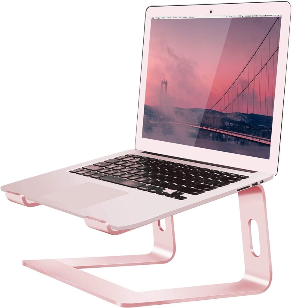 Orionstar Laptop Stand Aluminum Laptop Riser Compatible with Mac MacBook Air Pro 10 to 15.6 Inch Notebook Computer, Ergonomic Elevator Holder (Pink)