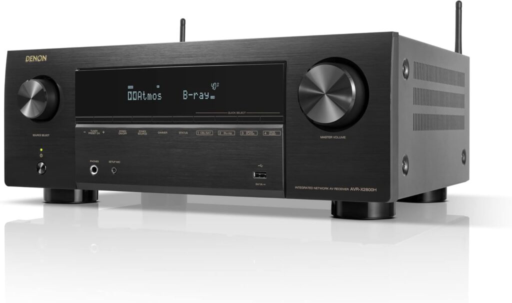 Denon AVR-X2800H 7.2 Ch Stereo Receiver – 8K UHD Home Theater AVR (95W X 7), Wireless Streaming via Built-in HEOS, Wi-Fi, Dolby Atmos, DTS Neural:X & DTS:X Surround Sound, Bluetooth Amplifier