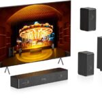 5.1.2ch Virtual Surround Sound System, 4 Surround Speakers, Wooden Home Theater Sound Bar for Smart TV, 400W Peak Power, Soundbar w/Subwoofer Deep Bass, ARC/Opt/BT 5.3/USB, HiPulse N512