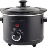 Courant Small Slow Cooker 1.6 QT, 3 Heat Settings, Removable Ceramic Pot” Easy Clean, Dishwasher Safe, Mini Slow Cooker, Black Stainless