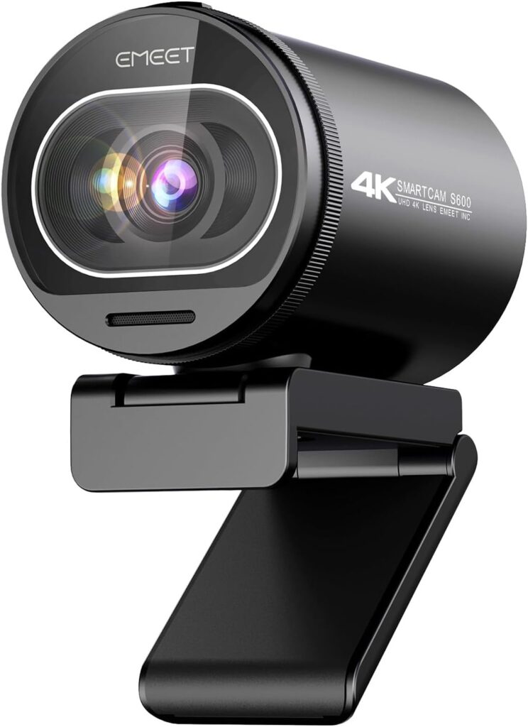 EMEET S600 4K Webcam for Streaming – Sony 1/2.5” Sensor, PDAF Autofocus, 1080P@60FPS, 2 Noise Reduction Mics, Built-in Privacy Cover, 73° FOV, Streaming Camera for Live Commerce/Gaming/Beauty