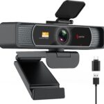 Angetube Wide Angle 4K Webcam for PC – 120° FOV, PDAF Autofocus, 2 Noise-Cancelling Mics, 1080P@60FPS, Auto Light Correction, USB-A/C, Privacy Cover, Video Conference Camera for Mac Laptop and Desktop