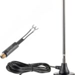 75 Ohm 300 Ohm Magnetic Base FM Radio Telecopic Antenna with 10ft Coaxial Cable for Stereo Receiver Digital HD Radios and Home Theater System
