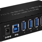 USB 3.0 Hub, USB Data Hub, Metal Case Mountable 7-Port Powered USB Hub 3.0 with 36W AC Adapter-Type A
