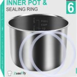 ZoneFly Stainless Steel Inner Pot Compatible with Instant Pot 6 Qt, Original 6 Quart InstaPot Replacement with Polished Surface Non-Stick and 2 Sealing Rings