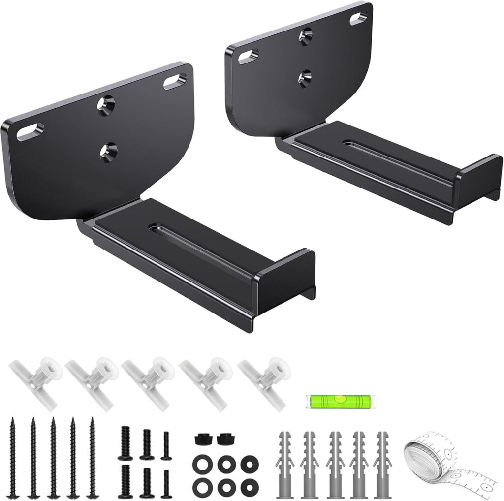 Soundbar Wall Mount Bracket【All-Metal/Heavy Duty】 Depth Adjustable (3.89″-6.6″) for Samsung, Bose, Vizio, LG, Sony, JBL, Sonos and More Sound Bar Mounts Under TV, for Dolby Atmos Soundbars Shelf