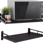 Microwave Oven Rack, 23.58“x15.52“ Shelf for Microwave Wall Mount, Wall-Mounted Electric Oven Holder Shelf Kitchen Wall Pot Pan Rack Weight Bearing 80 lbs for Electric Oven Microwave