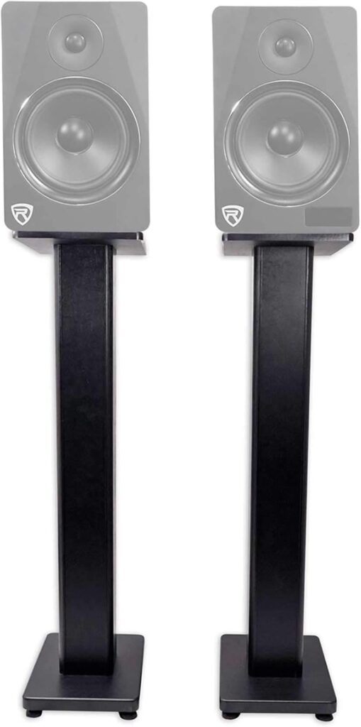 Rockville Pair RHTSB 36 Inch Bookshelf Speaker Stands, High-Performance Wood, Cable Management, Dual Platform Sizes, for Home Theater and Studio Monitors