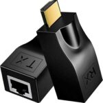 4K HDMI to RJ45 Extender, HDMI Extender Over Ethernet Cat 6/7/ 8 Cable, Hdmi Repeater to RJ45 Network Converter for HDTV STB DVD PS4, Support Audio Video 1080P UP to 98FT/30m