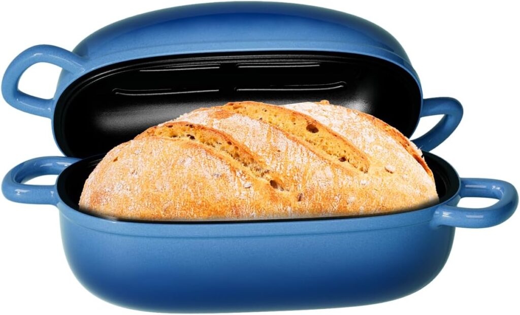 Dutch Oven for Bread Baking 9×6 Inch – 2.5QT Bread Pans for Homemade Bread Cast Iron Bread Pan Dutch Oven Loaf Pan with Lid and Loop Handles for Homemade Breadmaking