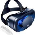 VR Headset for iPhone or Android, Adjustable Virtual Reality Anti-Blue Light 3D VR Glasses Headset Helmets, Compatible 5.0-7.0 inch with Controller, for Watching 3D VR Content (Black)