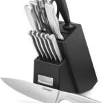 Cuisinart Stainless Steel Hollow Handle 15-Piece Cutlery Block Set, Kitchen Knife Set with Steel Blades for Precise Cutting, Durable Knives with Ergonomic Handles, C77SS-15PK