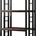 4 Tier Microwave Stand, Large Bakers Racks for Kitchens, Height Adjustablebakers Shelf, Coffee Bar for Living Room Rustic Brown