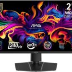 MSI MAG 271QP QD-OLED X24 27-inch 2560 x 1440 (QHD) Gaming Monitor, 240Hz, Adaptive-Sync, HDMI, DisplayPort, VESA Mountable, Tilt, Height Adjustable, Speaker, 0.03ms, Black