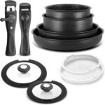 BEZIA Induction Cookware Set 10 Pieces, Nonstick Pots and Pans Set with Removable Handles, for All Hobs, Stackable Design, Dishwasher/Oven Safe, PFAS Free