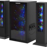 Magnavox MHT990 2.1 Home Entertainment System with Bluetooth Wireless Technology and Color Changing Lights in Black | AUX Port | Subwoofer with 2 Speakers | Pulsing Lights |