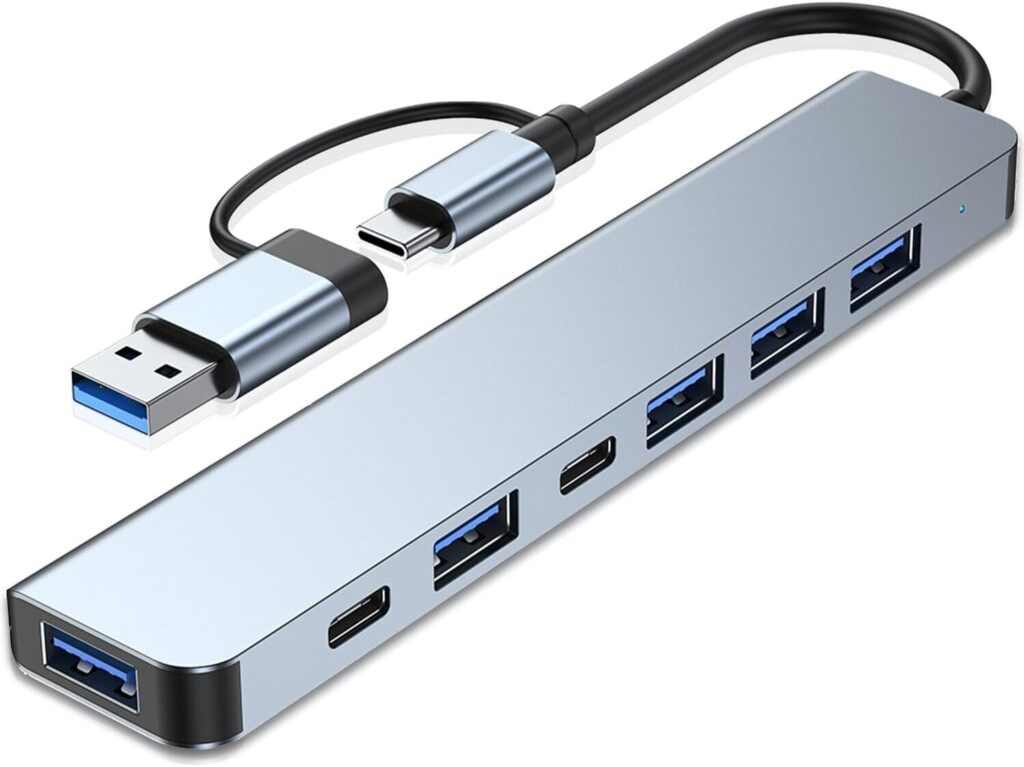 VIENON Aluminum USB C & USB Hub 7-in-1 with USB 3.0, USB-C Ports for PC/Laptops/MacBook Pro/Air/iMac/iPad and More Devices