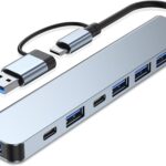VIENON Aluminum USB C & USB Hub 7-in-1 with USB 3.0, USB-C Ports for PC/Laptops/MacBook Pro/Air/iMac/iPad and More Devices