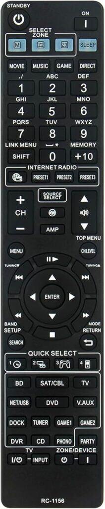 Replace Receiver Remote fit for Denon Home Theater AV Receiver RC-1156 AVR-1712 AVR-1912 AVR-2112CI AVR-2312CI AVR-3312CI DN-500AV AV Surround Preamplifier AV Surround System