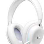 Logitech G735 Wireless Gaming Headset, Customizable LIGHTSYNC RGB Lighting, Bluetooth, 3.5 MM Aux Compatible with PC, Mobile Devices, Detachable Mic – White Mist