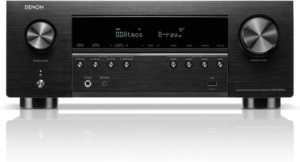 Denon AVR-S970H 8K Ultra HD 7.2 Channel (90Watt X 7) AV Receiver – Built for Gaming, Music Streaming, 3D Audio & Video, Alexa + HEOS, Black
