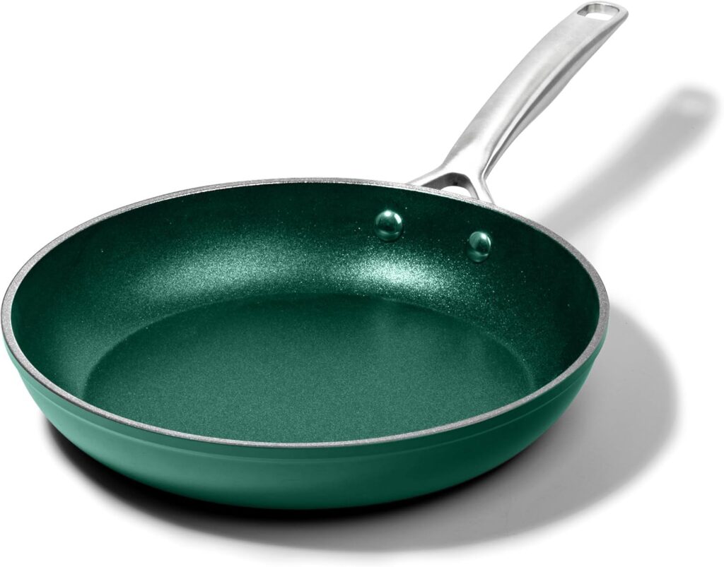 Granitestone Frying Pans Nonstick 10 Inch, Emerald Green Pan for Cooking, Non Stick Frying Pans Skillet for Eggs, Omelette, Non Stick Fry Pans, PFOA PFOS Free, Oven & Dishwasher Safe